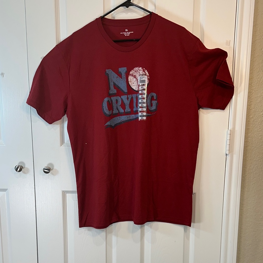 Red Graphic Tee - No Crying Design